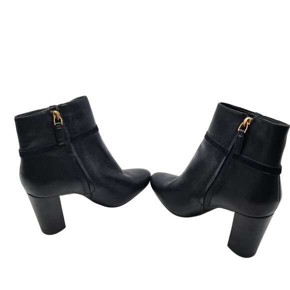 Ralph Lauren Marleigh Black Leather Ankle Booties With Block Heel & Side Zipper - Picture 6 of 7